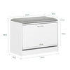 SoBuy FSR16-HG Banc à Chaussures avec 1 Abattant et Coussin Rembourré, Coffre de Rangement pour Entrée – 60x30x46 cm, Gris