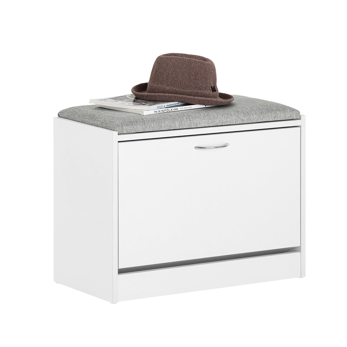 SoBuy FSR16-HG Banc à Chaussures avec 1 Abattant et Coussin Rembourré, Coffre de Rangement pour Entrée – 60x30x46 cm, Gris
