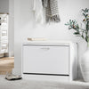 SoBuy FSR16-W Banc à Chaussures avec 1 Abattant et Coussin Rembourré, Coffre de Rangement pour Entrée – 60x30x48 cm, Blanc
