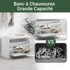SoBuy FSR16-W Banc à Chaussures avec 1 Abattant et Coussin Rembourré, Coffre de Rangement pour Entrée – 60x30x48 cm, Blanc