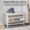 SoBuy FSR161-W Banc à Chaussures avec Coussin Rembourré et 1 Abattant pour Entrée Couloir – 80x30x50 cm, Blanc