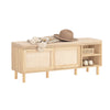 SoBuy FSR163-N Banc à Chaussures avec Coussin et Portes Coulissantes – Naturel