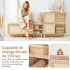 SoBuy FSR163-N Banc à Chaussures avec Coussin et Portes Coulissantes – Naturel