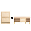 SoBuy Lot FSR163-N + FSR160-N – Ensemble Meubles à Chaussures Couleur Naturelle, Banc avec Coussin + Armoire 2 Abattants, Rangement Entrée 2 Pièces