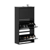 SoBuy FSR165-H-SCH Meuble à Chaussures à Abattants 3 Niveaux – Rangement Discret pour Entrée – 61x26x120 cm Noir