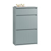 SoBuy FSR165-HG Armoire à Chaussures avec Coussin Rembourré, Coffre 2 Abattants, Capacité 30 kg pour Entrée – Gris