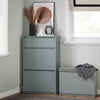 SoBuy FSR165-HG Armoire à Chaussures avec Coussin Rembourré, Coffre 2 Abattants, Capacité 30 kg pour Entrée – Gris