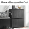 SoBuy FSR165-K-SCH Meuble à Chaussures à Abattants 2 Niveaux – Rangement Discret pour Entrée – 61x26x81 cm Noir