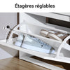 SoBuy FSR165-K-W Meuble à Chaussures à Abattants 2 Niveaux – Rangement Discret pour Entrée – 61x26x81 cm Blanc