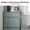 SoBuy FSR165-HG Armoire à Chaussures avec Coussin Rembourré, Coffre 2 Abattants, Capacité 30 kg pour Entrée – Gris