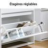 SoBuy FSR165-W Meuble à Chaussures à Abattants 2 Niveaux – Rangement Discret pour Entrée – Blanc