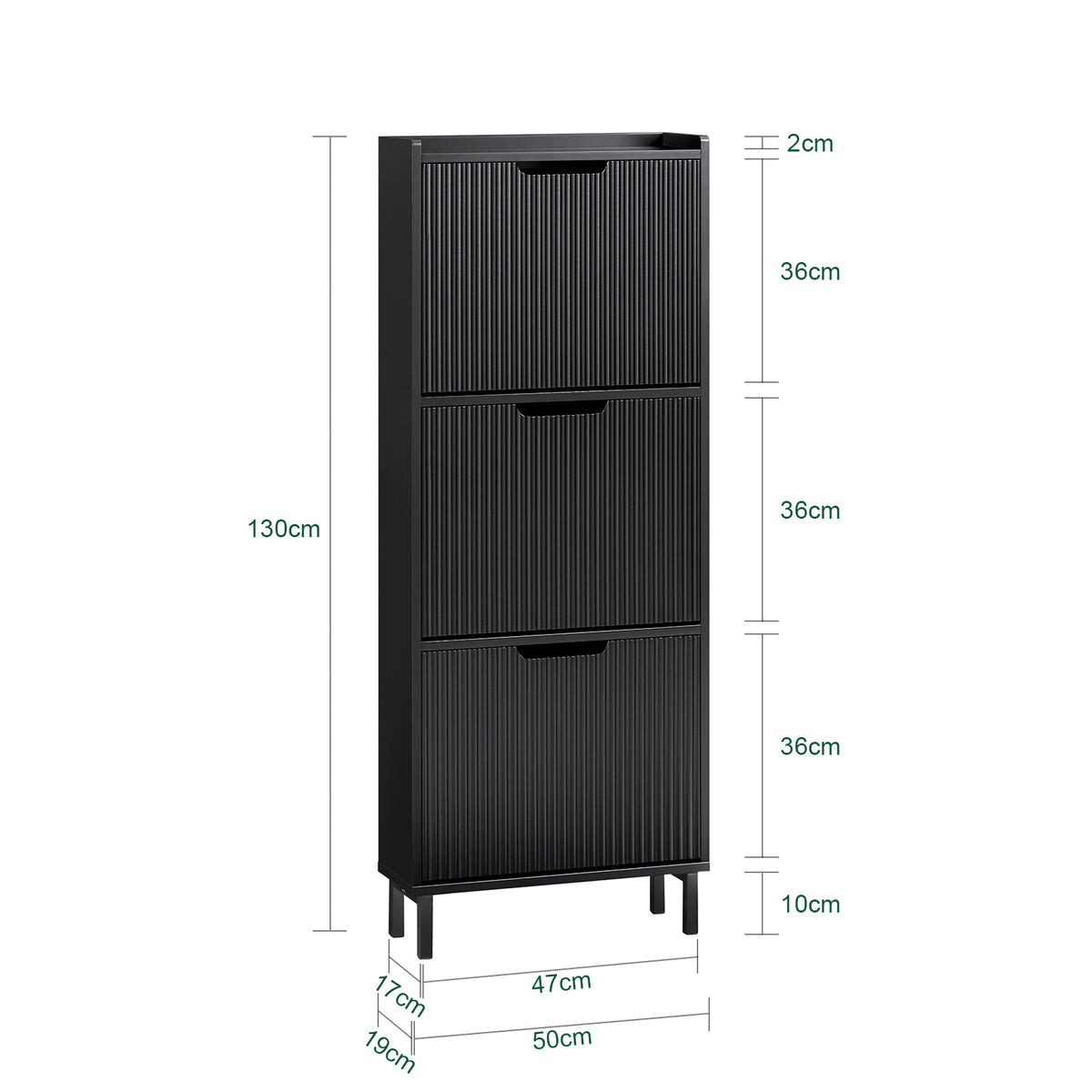SoBuy FSR177-H-SCH Meuble à Chaussures Ultra-Slim 19 cm à 3 Abattants – 6 à 8 Paires – 130 cm – Blanc