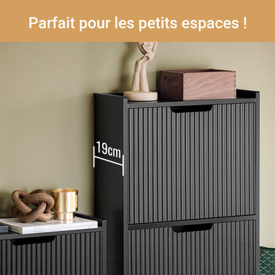 SoBuy FSR177-H-SCH Meuble à Chaussures Ultra-Slim 19 cm à 3 Abattants – 6 à 8 Paires – 130 cm – Blanc