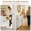 SoBuy FSR177-L-W Armoire à Chaussures 4 Abattants – 12 à 16 Paires, 19 cm de Profondeur, Anti-Basculement – 100×19×91 cm, Blanc