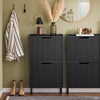 SoBuy FSR177-SCH Armoire à Chaussures 2 Abattants – 4 à 6 Paires, 19 cm de Profondeur, Anti-Basculement – 50×19×90 cm, Noir