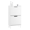 SoBuy FSR177-W Armoire à Chaussures 2 Abattants – 4 à 6 Paires, 19 cm de Profondeur, Anti-Basculement – 50×19×90 cm, Blanc