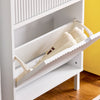 SoBuy FSR177-W Armoire à Chaussures 2 Abattants – 4 à 6 Paires, 19 cm de Profondeur, Anti-Basculement – 50×19×90 cm, Blanc
