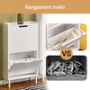 SoBuy FSR177-W Armoire à Chaussures 2 Abattants – 4 à 6 Paires, 19 cm de Profondeur, Anti-Basculement – 50×19×90 cm, Blanc