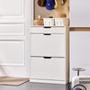 SoBuy FSR180-W Armoire à Chaussures 2 Abattants et 1 Tiroir, Meuble d'Entrée pour Couloir – 60x30x90 cm, Blanc