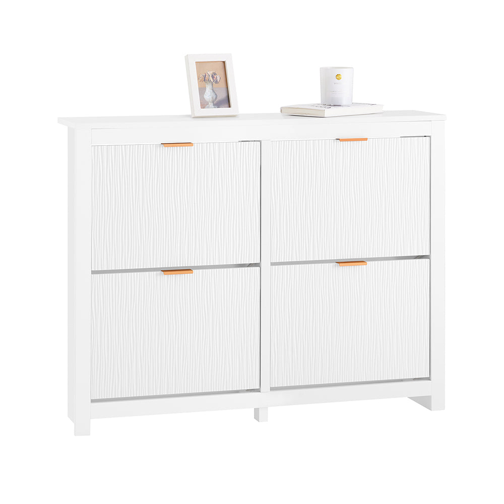 SoBuy FSR186-II-W Meuble à Chaussures à Abattants 4 Niveaux – Rangement Familial pour Entrée – 104x23x82 cm Blanc