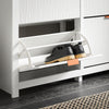 SoBuy FSR186-II-W Meuble à Chaussures à Abattants 4 Niveaux – Rangement Familial pour Entrée – 104x23x82 cm Blanc