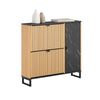 SoBuy FSR203-N Armoire à Chaussures 2 Abattants et Porte Latérale, Design Nordique Compact pour Entrée – 90x24x88 cm, Naturel