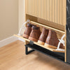 SoBuy FSR203-N Armoire à Chaussures avec 2 Abattants et Porte Latérale – L90×P24×H88 cm, 8 Paires, Charge 60 kg, Style Nordique, Naturel et Noir