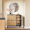 SoBuy FSR203-N Armoire à Chaussures avec 2 Abattants et Porte Latérale – L90×P24×H88 cm, 8 Paires, Charge 60 kg, Style Nordique, Naturel et Noir