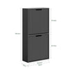 SoBuy FSR204-SCH Meuble à Chaussures Mural 19 cm avec 2 Portes Abattantes et 2 Étagères – Installation Horizontale ou Verticale, Noir, 50×19×100 cm