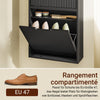SoBuy FSR204-SCH Meuble à Chaussures Mural 19 cm avec 2 Portes Abattantes et 2 Étagères – Installation Horizontale ou Verticale, Noir, 50×19×100 cm