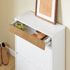 SoBuy FSR205-WN Meuble à Chaussures Gain de Place – Entrée Étroite – 61x26x91 cm Blanc et Naturel