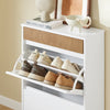 SoBuy FSR205-WN Meuble à Chaussures Gain de Place – Entrée Étroite – 61x26x91 cm Blanc et Naturel