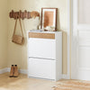 SoBuy FSR205-WN Meuble à Chaussures Gain de Place – Entrée Étroite – 61x26x91 cm Blanc et Naturel