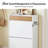 SoBuy FSR205-WN Meuble à Chaussures Gain de Place – Entrée Étroite – 61x26x91 cm Blanc et Naturel