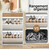 SoBuy FSR205-WN Meuble à Chaussures Gain de Place – Entrée Étroite – 61x26x91 cm Blanc et Naturel