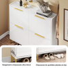 SoBuy FSR206-GW Armoire à Chaussures Ultra-Slim 19 cm pour 16-20 Paires, Finition Blanc Brillant et Or – Anti-Basculement, MDF E1, 100x19x90 cm