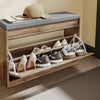 Prévente SoBuy FSR218-F Banc à Chaussures avec Coussin Amovible et 1 Abattant – Slim 24 cm, 6-8 Paires, Charge 123 kg – Bois et Gris