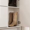 SoBuy FSR220-W Armoire à Chaussures Slim 24 cm – 4 Abattants, 12 Paires, Rangements Latéraux, Crochets, Style Nordique, Blanc