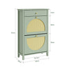 SoBuy FSR223-GR Armoire à Chaussures Cannage 2 Abattants et 1 Tiroir – 12 Paires, Meuble d'Entrée – 62×25×97 cm, Vert
