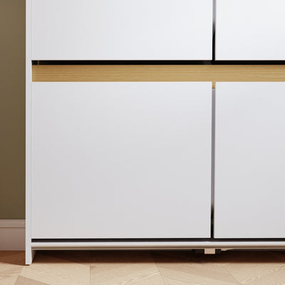 SoBuy FSR225-E-W Armoire à Chaussures Blanc 4 Portes Rabattantes – Meuble à Chaussures 8 Paires pour Entrée et Couloir – 103×19×99,5 cm, Charge 31 kg