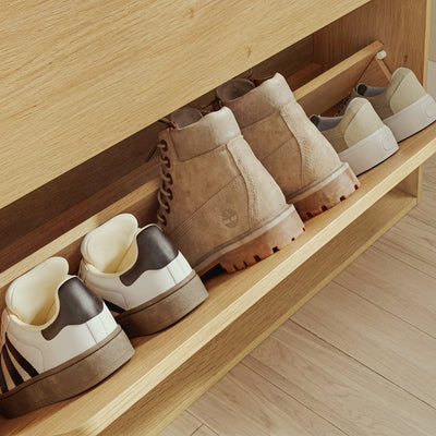 SoBuy FSR226-E-N Meuble à Chaussures 3 Abattants Chêne Clair – Armoire à Chaussures Étroite avec Séchage et Désodorisation, Meuble d'Entrée en Bois pour Couloir – 78×19×115,4 cm, Charge 25 kg
