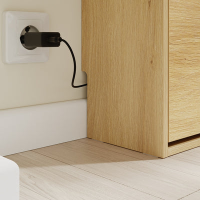 SoBuy FSR226-E-N Meuble à Chaussures 3 Abattants Chêne Clair – Armoire à Chaussures Étroite avec Séchage et Désodorisation, Meuble d'Entrée en Bois pour Couloir – 78×19×115,4 cm, Charge 25 kg