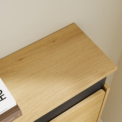 SoBuy FSR226-E-N Meuble à Chaussures 3 Abattants Chêne Clair – Armoire à Chaussures Étroite avec Séchage et Désodorisation, Meuble d'Entrée en Bois pour Couloir – 78×19×115,4 cm, Charge 25 kg