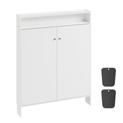SoBuy FSR227-E-W Meuble à Chaussures Blanc – Armoire à Chaussures Ultra-Étroite 15 cm avec Étagère Ouverte – 98×15×123,5 cm, Charge 50 kg