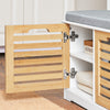 SoBuy FSR23-II-WN Banc à Chaussures avec Coussin Rembourré, 2 Portes et 4 Compartiments Ouverts pour Entrée – 71x35x43 cm, Blanc et Naturel