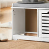 SoBuy FSR23-K-W Banc à Chaussures avec Coussin Rembourré et 2 Cubes de Rangement pour Entrée – 71x34x43 cm, Blanc
