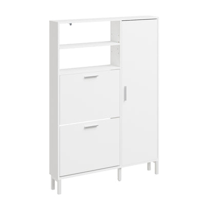 SoBuy FSR230-W Meuble à Chaussures Blanc – Armoire de Rangement Mince avec Abattants, Rangement Chaussures Moderne – 83×14×117,5 cm, Charge 39 kg