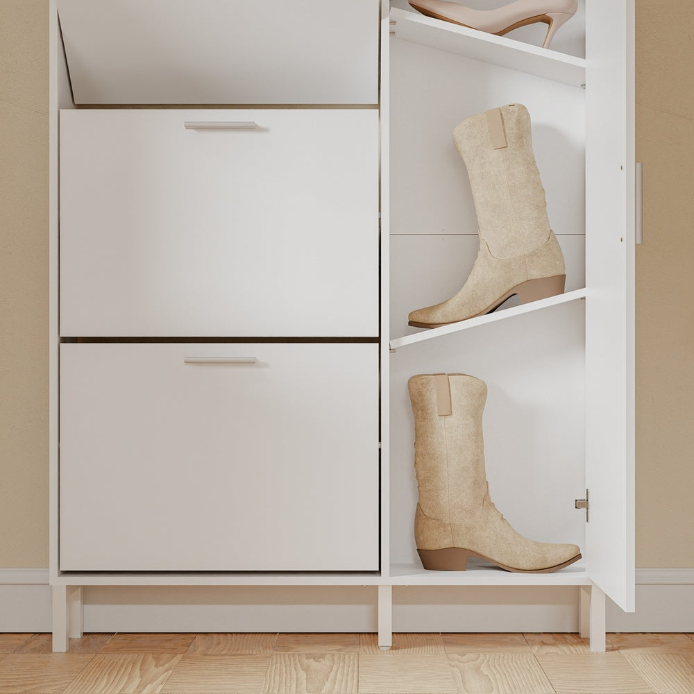 SoBuy FSR230-W Meuble à Chaussures Blanc – Armoire de Rangement Mince avec Abattants, Rangement Chaussures Moderne – 83×14×117,5 cm, Charge 39 kg