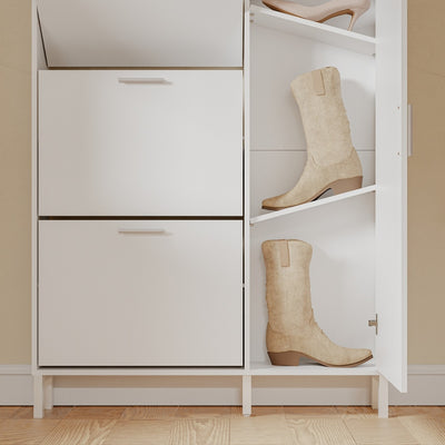 SoBuy FSR230-W Meuble à Chaussures Blanc – Armoire de Rangement Mince avec Abattants, Rangement Chaussures Moderne – 83×14×117,5 cm, Charge 39 kg