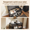 SoBuy FSR25-SCH Banc à Chaussures 3-en-1 avec Assise Rembourrée, Rangement Caché sous Rabat et 2 Étagères Ouvertes, Charge 113 kg – Noir, 60×30×43 cm